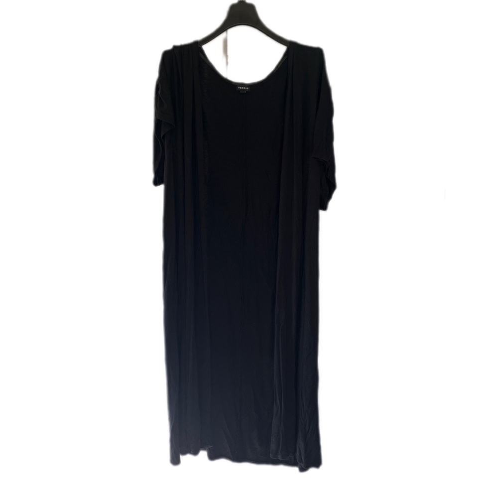 Torrid Maxi Length Coverup Bolero Short Sleeve Black sz 6 Plus Ruched Fall